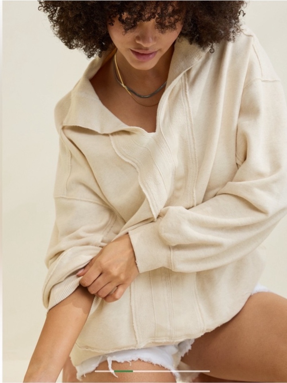 Aerie Starry Skies Sweatshirt S oversized light oat color layering active